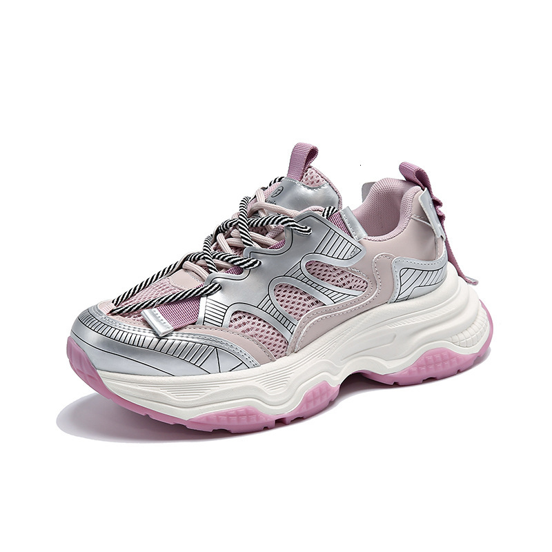Ddmybear Silver Dad Women's Spring 2024 New Thick Sole Elevated Casual Sports Running Shoes Breathable Chinese Brand Shoes F926-67