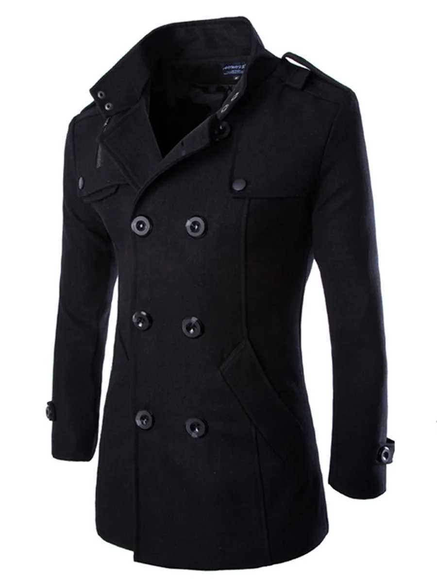 Mens coats trench coats winter mens pea coats double breasted wool and blend coats branded clothing W01 W240925