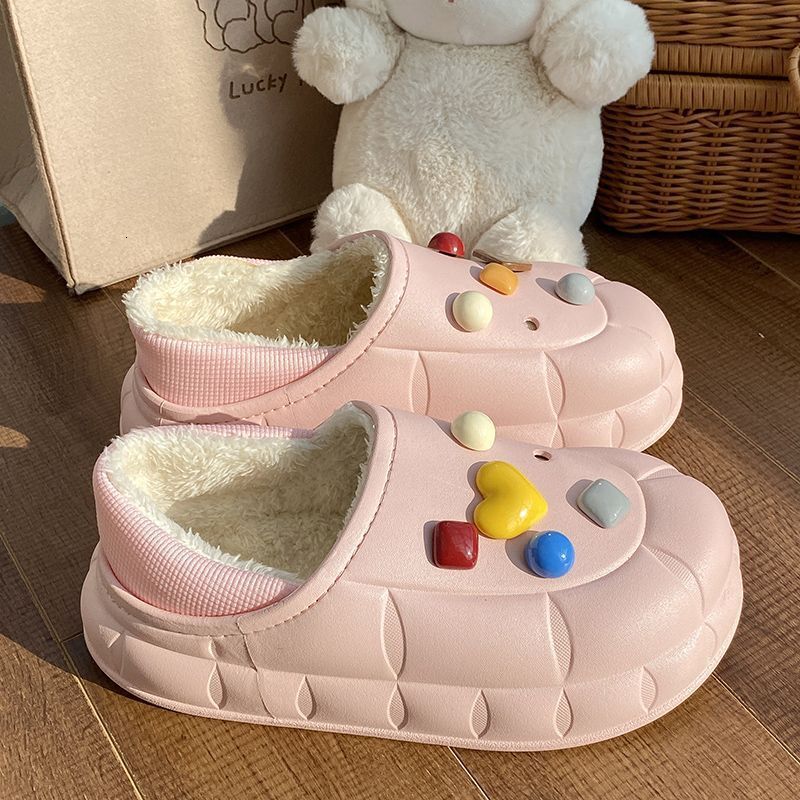 Comfortable Women's Indoor Slippers Soft Cotton Exterior, Fleece Inside, Rubber Soles for Stability
