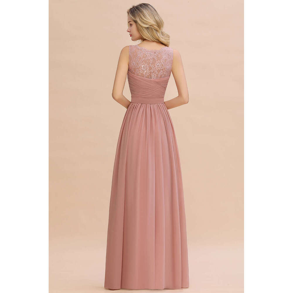 BABYONE Elegant Lace Bridesmaid Dresses V Neck 2024 Prom Dress Simple Chiffon Party Gowns Vestidos Para Bodas CPS1365