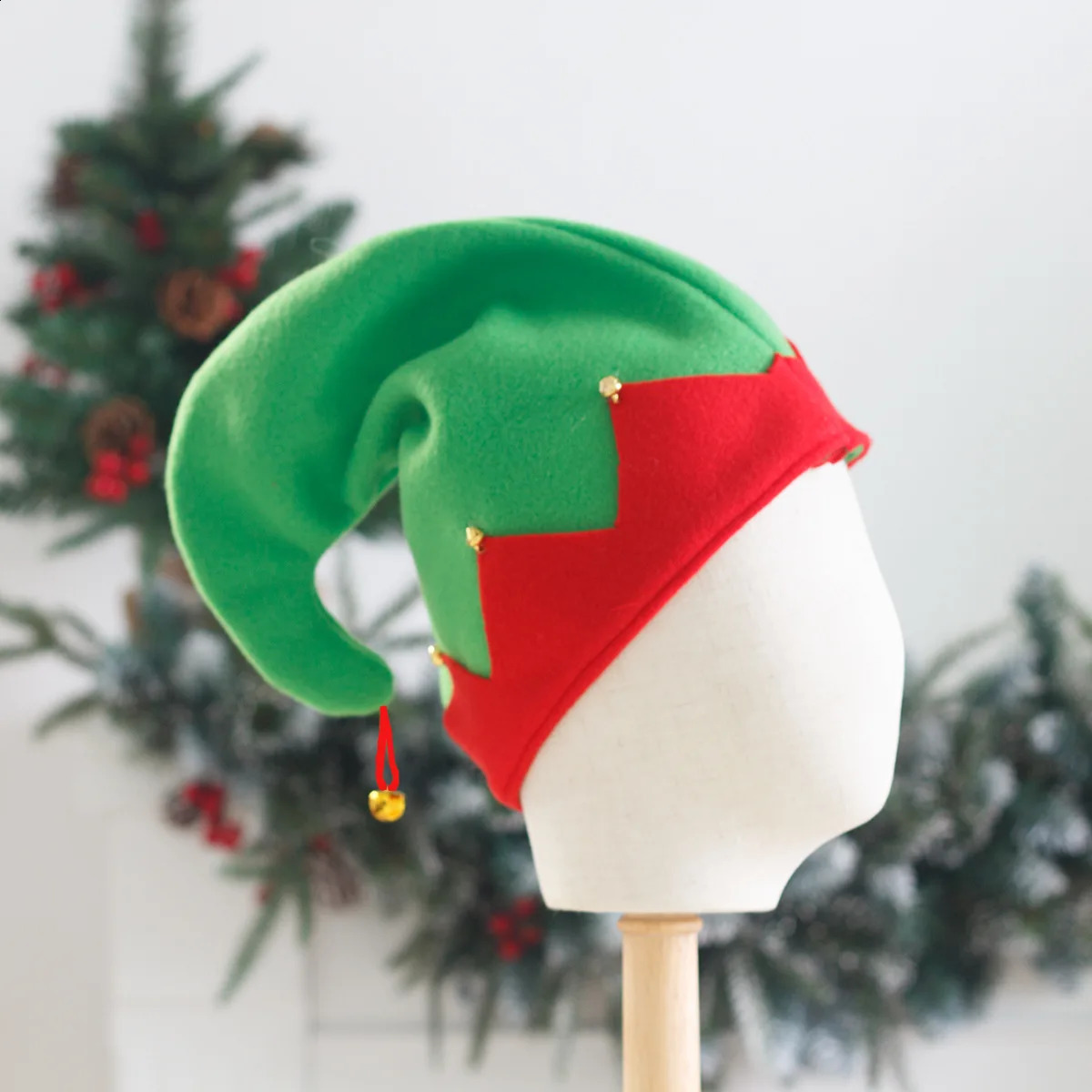 Christmas hat childrens red green velvet bell holiday party headwear decoration W123 240925
