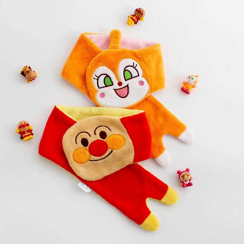 Scarves Wraps Baby Boys Coral Velvet Scarves Cartoon Anpanman Print Kid Girl Adult Children Fall and Winter Cotton Lovely Scarf Warm Windproof L240910