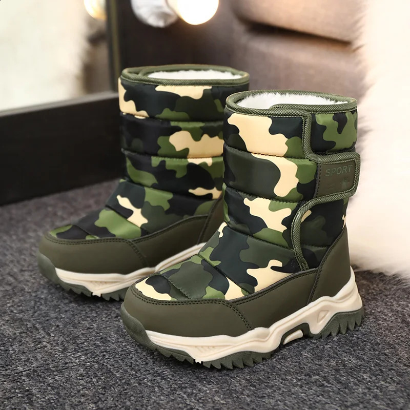 Childrens casual shoes for girls and boys anti slip claws warm fur snow boots winter sports shoes 240925