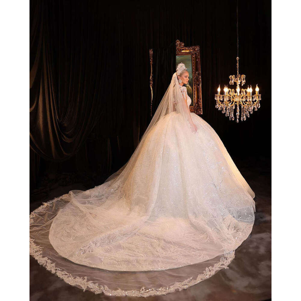 Ball Gown Sweetheart Appliques Sequins Beads or-Length Sparkg Bride Wedding Dress Custom Made