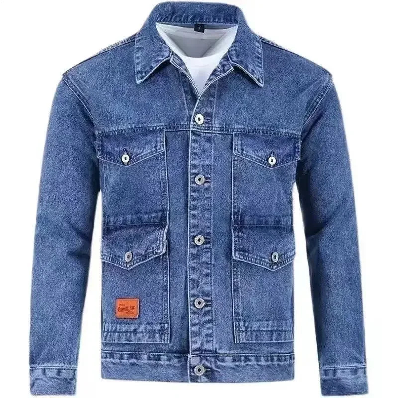 Denim jacket mens cargo jeans Japanese gray coat winter Lxury highquality fashion board G 240921