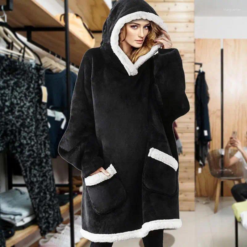 Flannel Wearable Blanket with Sleeves, Cozy Warm Hooded Poncho Wrap for Adults Kids dh910320090