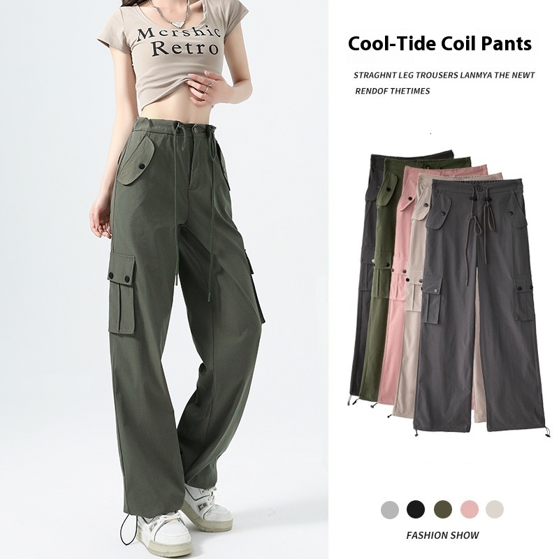 Quick drying workwear for women in the summer of 2024, new short leggings, high waisted wide leg American casual sports pants