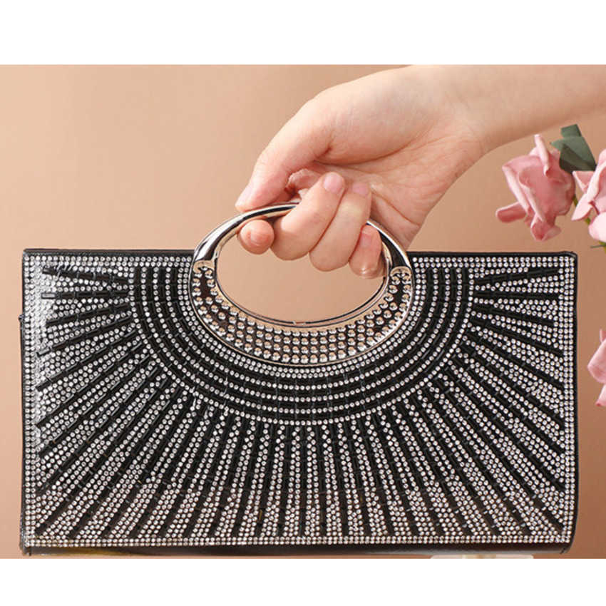 Clutch Bag Big Round Ring Handheld Designer Bag With Texture And Diamond Embedding Sparkling Bride Dinner Bag Party Fashion Small Square Bag 240920