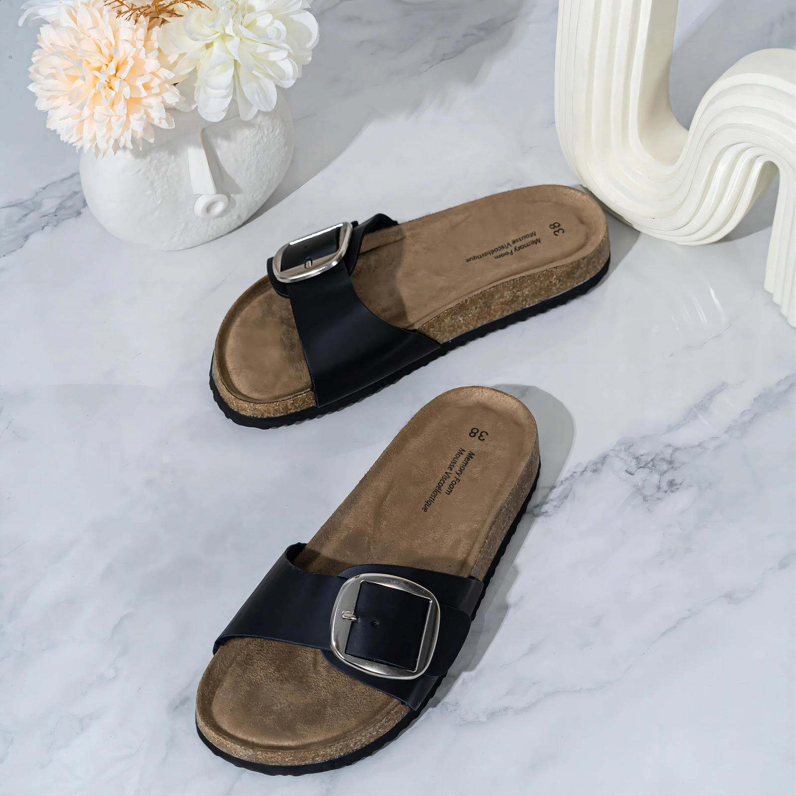 womens summer retro sandals lazy cork soles high-looking shoes for women 240924