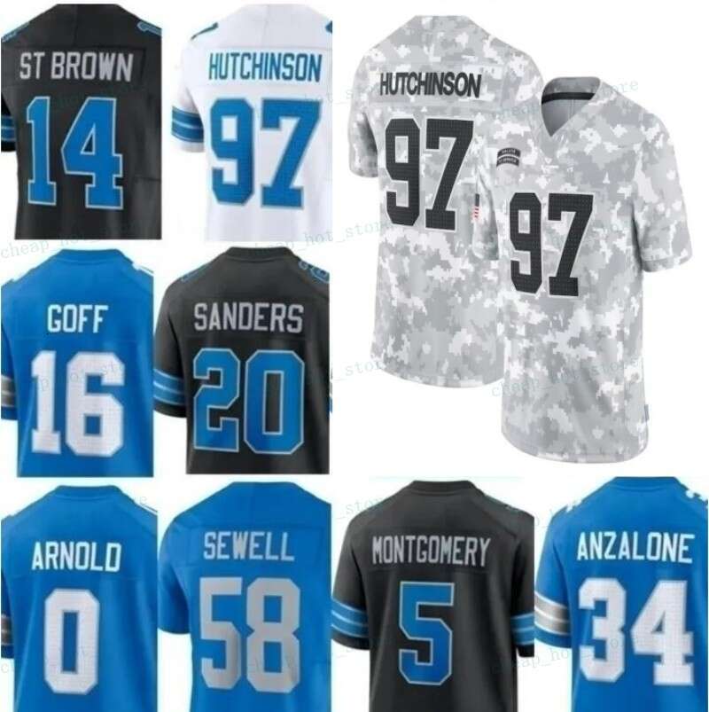 Salute to Service 14 Amon Ra St Brown 87 Sam LaPorta Football Jersey Barry Sanders Jared Goff Jahmyr Gibbs Alex Anzalone Jameson Williams Terrion Arnold Penei Sewell