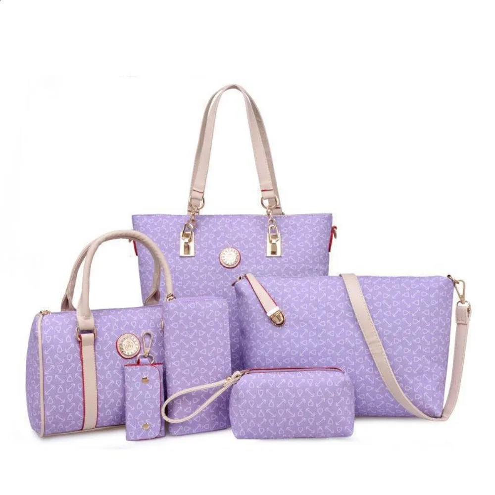 Womens storage bag handbag 5pcs nylon handbag set multifunctional classic bone pattern travel bag shoulder bag 240920 - view 3