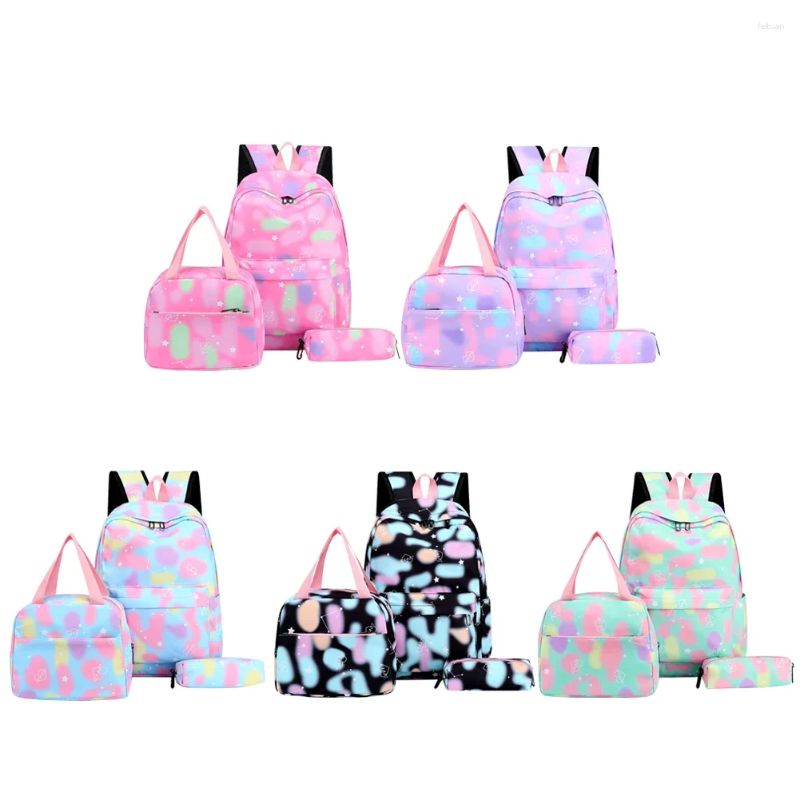 2025 NEW School Bags 3pcs/Set Laptop Backpack Adjustable Strap Fashion Women Nylon Travel Cute Gradient Work Rucack For zhanyishengli