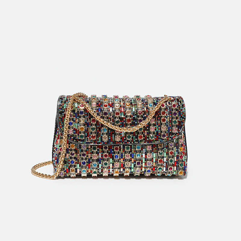 Clutch Bag Banquet Bag For Women New Style Fashionable Diamond Inlaid Small Square Bag Single Shoulder Crossbody Bag Underarm Bag Full Diamond Designe
