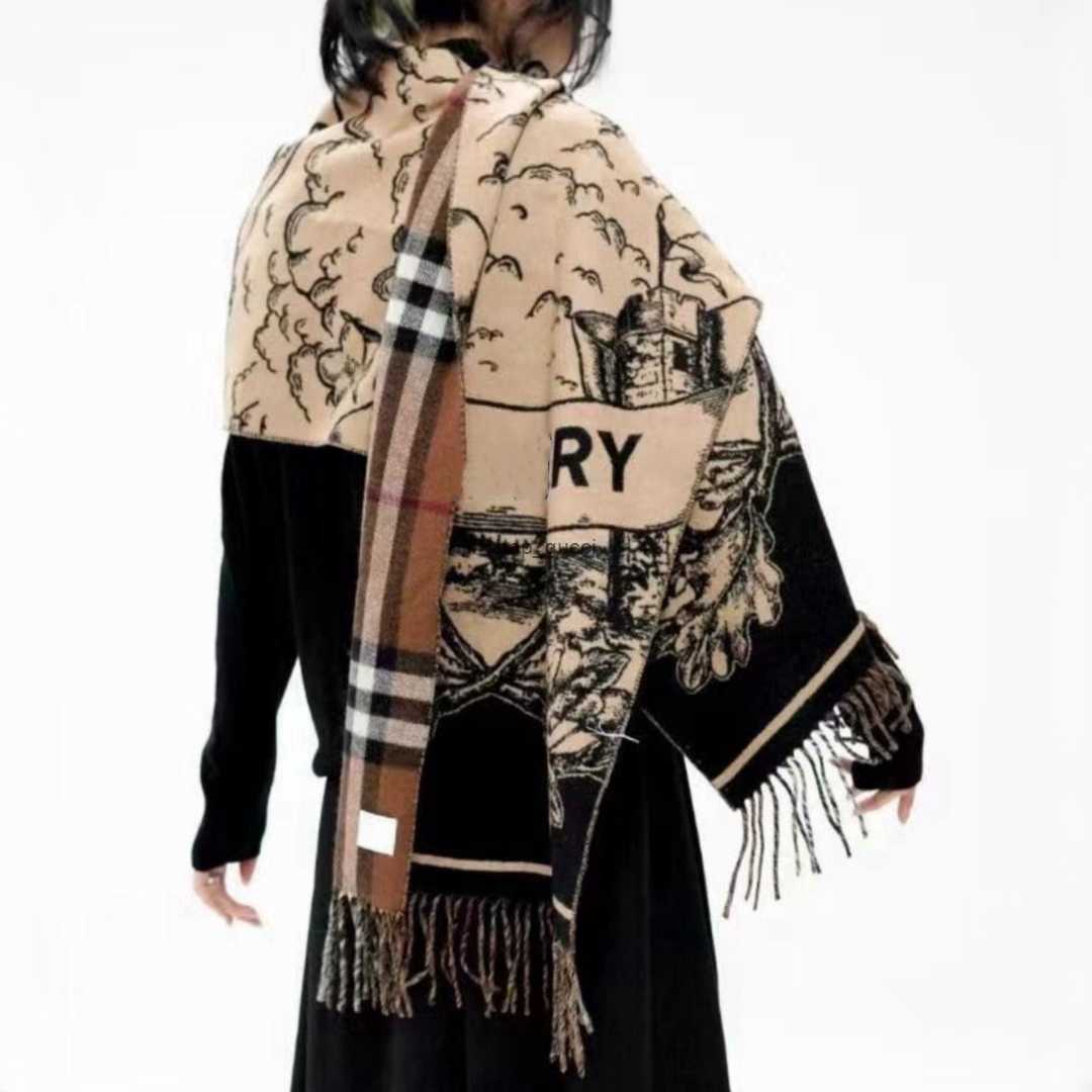 New Letter lattice Designer Scarf Hand Drawn Printing Women 100% Double sided Cashmere Celestial Unicorn Pure Cashmere Men Double sided Shawl Wholesale