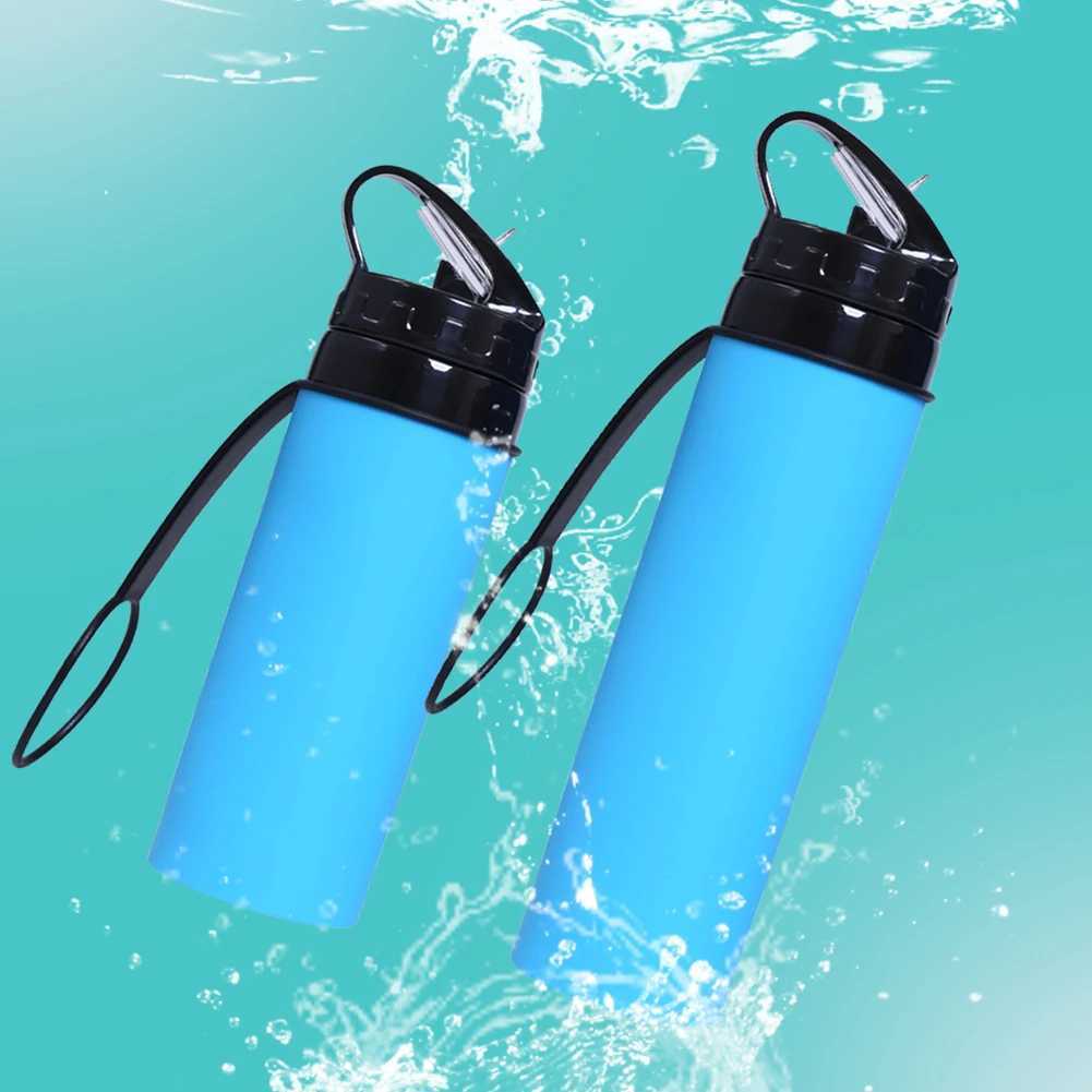 600ml portable water cup lightweight silicone sports bottle reusable foldable detachable with straw outdoor accessories Z260202