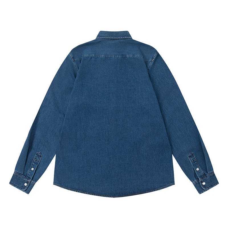 Mens denim jeans jacket womens denim retro clothing top womens heart-shaped pattern shirt jacket CL240926