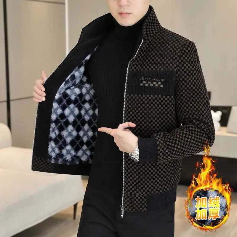 2023 autumn and winter new cashmere thick wool jacket mens casual loose comfortable high-quality outerwear jacket W240925
