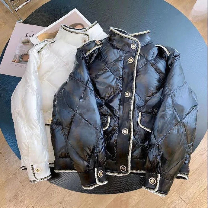 Short Parkas Winter Women Clothing Quilted Jacket Cotton-padded Jacket Warm Single-breasted Windproof Outerwear Chic Tops 240914