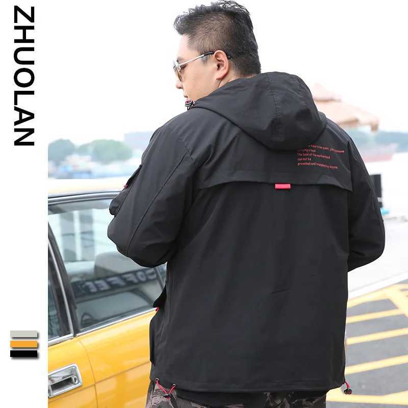 Men's Jackets Black Hoodies Men Teenager Autumn Jacket Juvenile Plus Size 6XL 7XL 8XL 9XL Mens Windbreaker Yellow Red Cargo Mens Clothes z240926