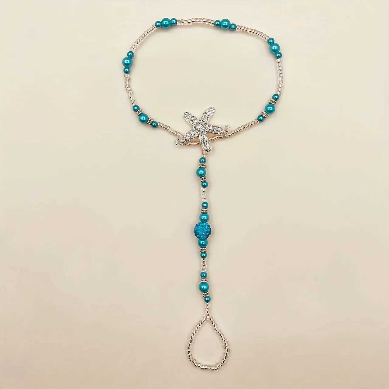 1 Bohemian toe ring anklet artificial pearl leg anklet simple starfish summer inflatable anklet W240926