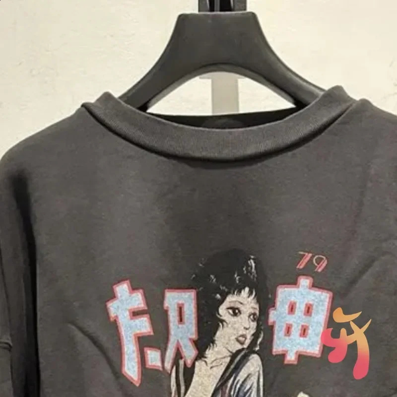 24ss Winter ERD Sweatshirts Vinatge Washed Geisha Print Casual Street Men Women Enfants Riches Deprimes Round Neck Pullover 240925