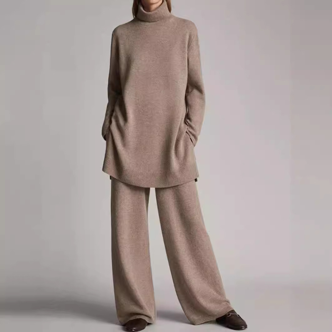 dresses for woman 2024 dresses for woman Spring and Autumn Season New Knitted Solid Color High Neck Loose Casual Two Piece Set dresses