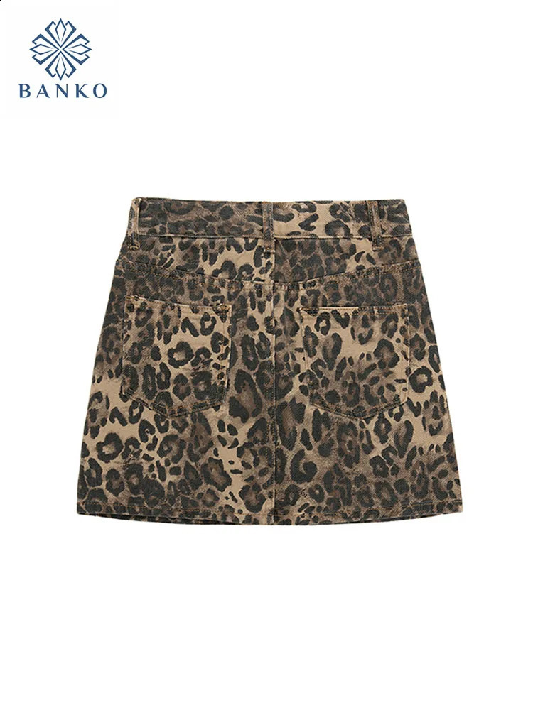 High Quality Camel Leopard Skirt Daily Women Vintage Classical Cozy A-Line Skirt 2024 Spring Summer American Retro 240919