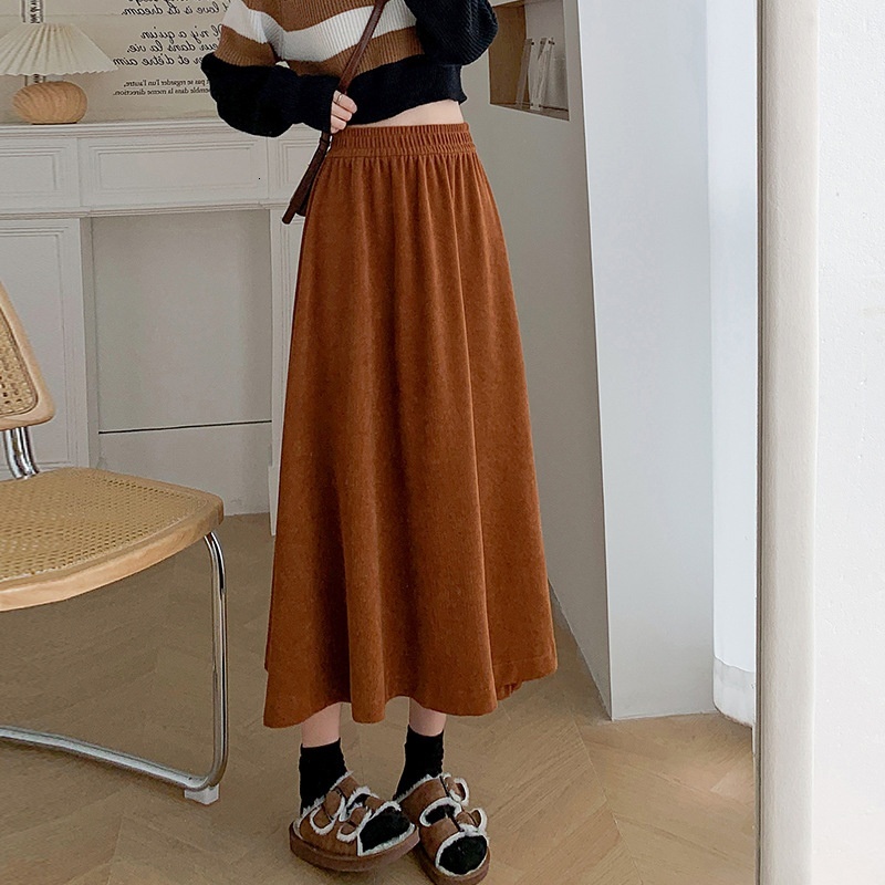 Milad Half length for Women 2024 Autumn/Winter New Product: Casual with High Waist and Slim Look, Medium Length, Large Swing Umbrella Skirt