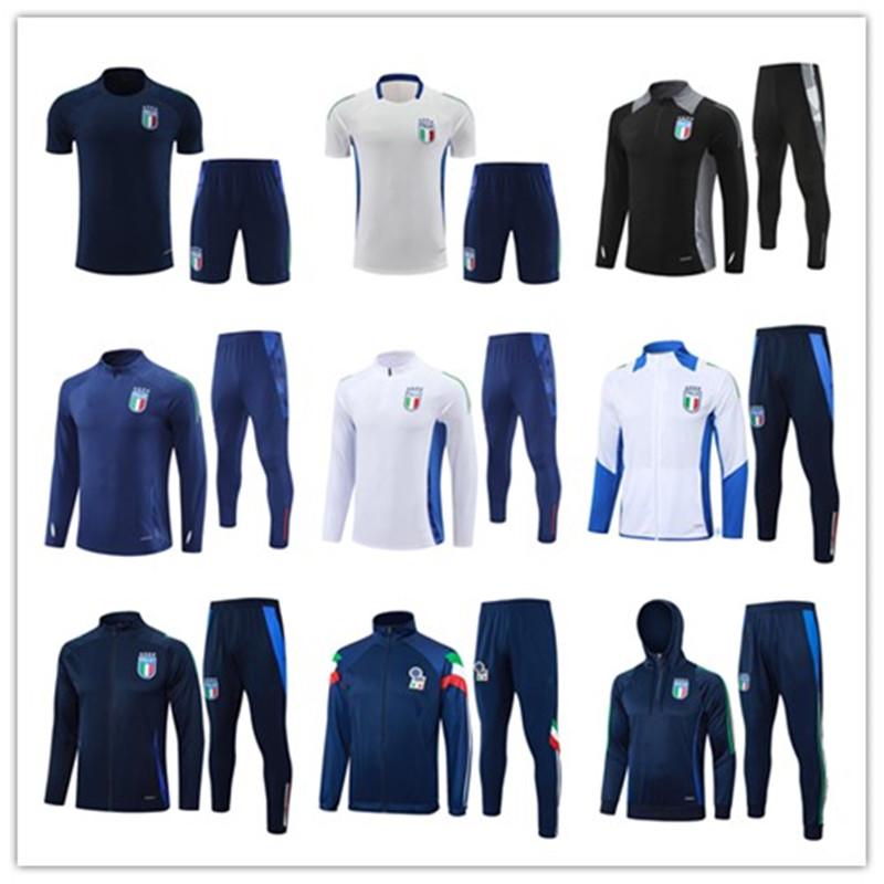 2024 2025 ITalys tracksuit survetement long half zipper jacket Training suit 24 25 Italia men kids football jackets tracksuits set chandal survetement