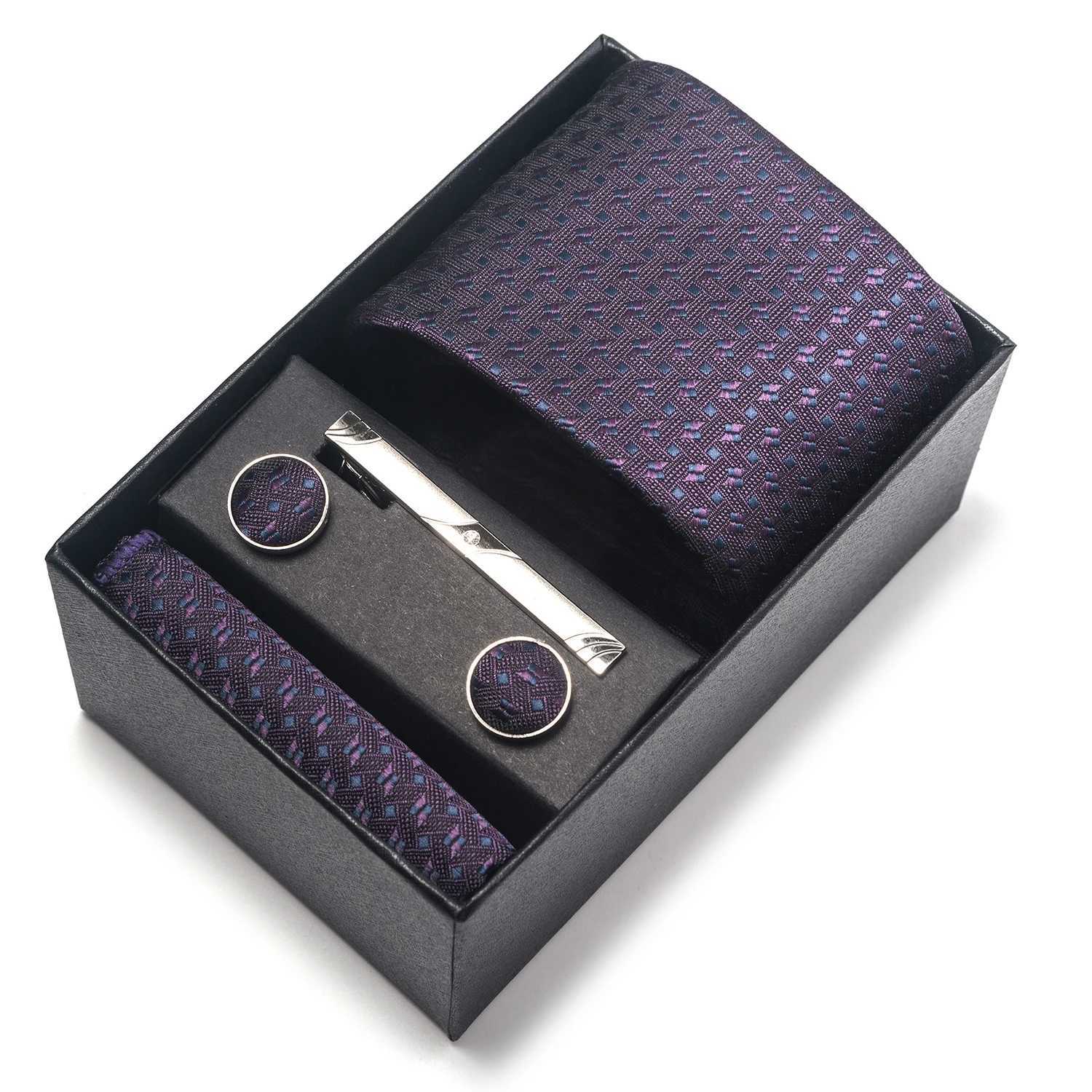 Holiday Gift Box Brand Tie Handle Cufflinks Set Mens Necklace Set Accessories Wedding Gravatas Y240925