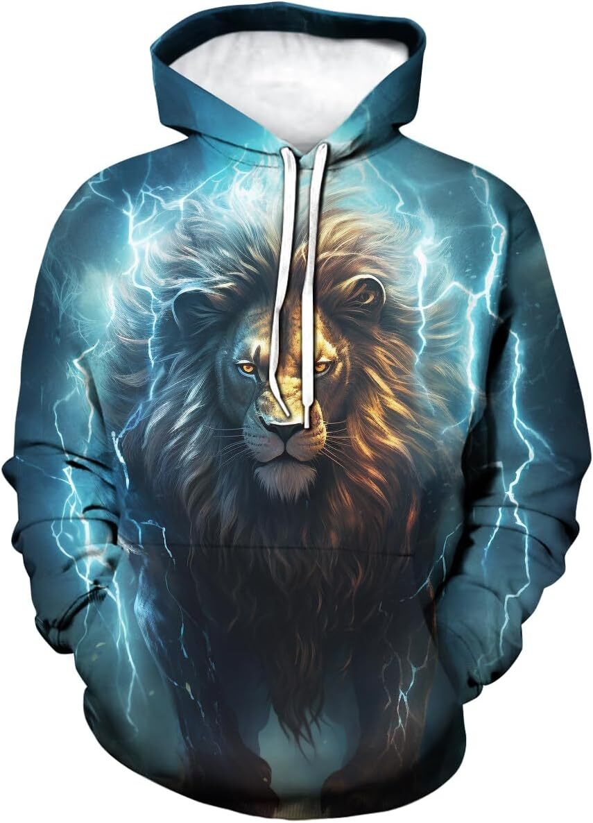 Hoodie for Mens Womens Lion Graphic Hoodies For Men 3D Printed Animal Hoodies Novelty Graphic Sweatshirt Graphic Hoodies sweatshirt Pullover Long Slee