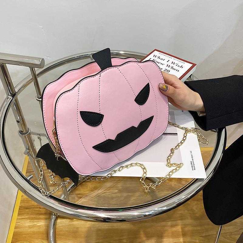 Luggage Mock Monster Pumpkin, Small Square Bag Fun Halloween Women's Bag, Sparkling Chain, Crossbody Bag 240915