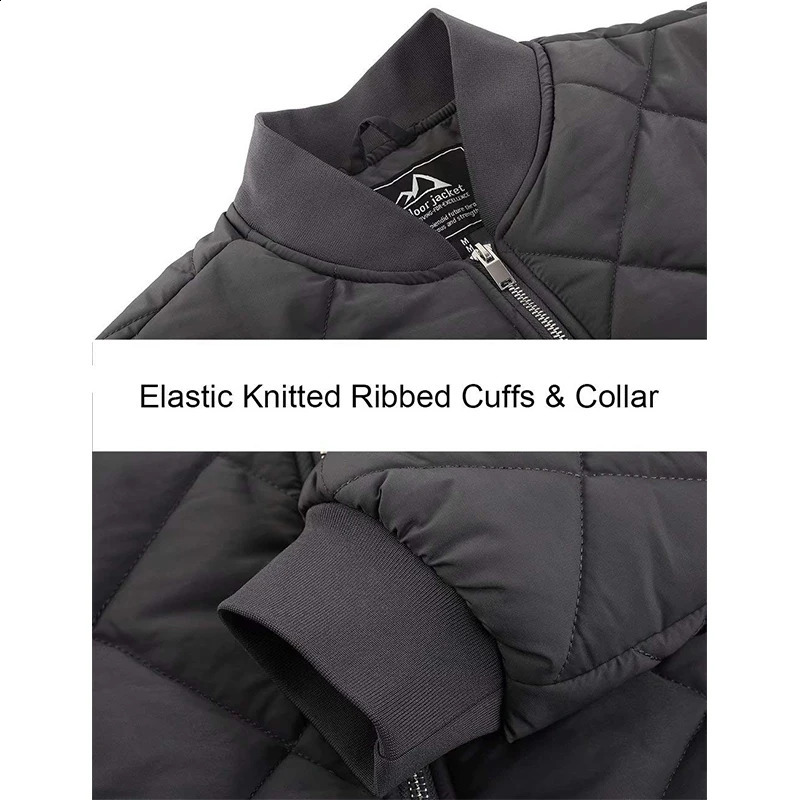MAGCOMSEN Mens Padded Warm Jackets Fall Winter Rib Full Zip Jacket Windproof Causal Outerwear 240924