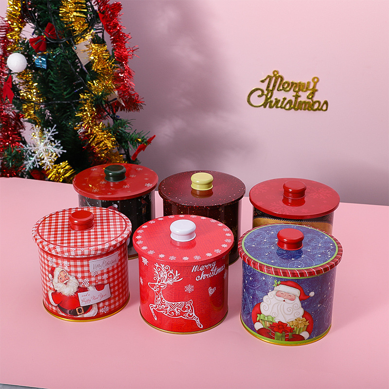 Christmas exquisite pattern two-piece set storage Jar household sundries collection sealed can gift candy packaging box