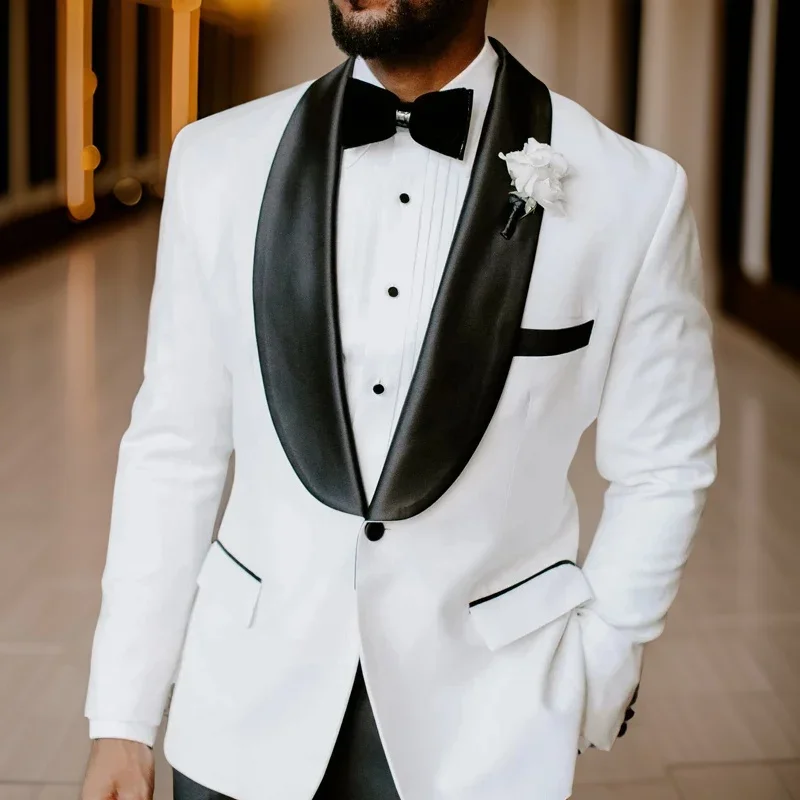 Formal Wedding Blazer for Men Suit Black Shawl Lapel Slim Fit Jacket for Groom Tuxedo 1 Piece African Fashion Jacket