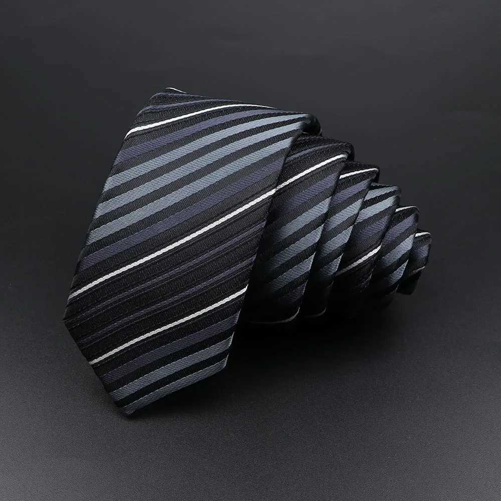 Mens classic tight striped collar red navy blue tie jacquard woven solid flat dot tie daily wear tie wedding party gift Y240925
