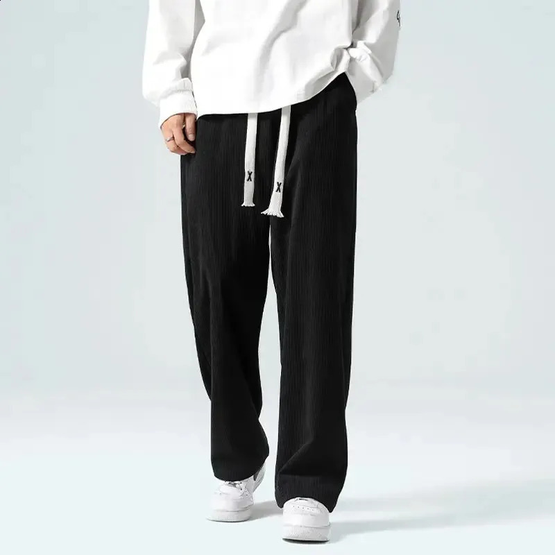 Straight Autumn and Winter Sweatpants for Men Wide Leg Corduroy Trousers Plain Beige White Man Sports Pants Xxxl Retro Flated 240923