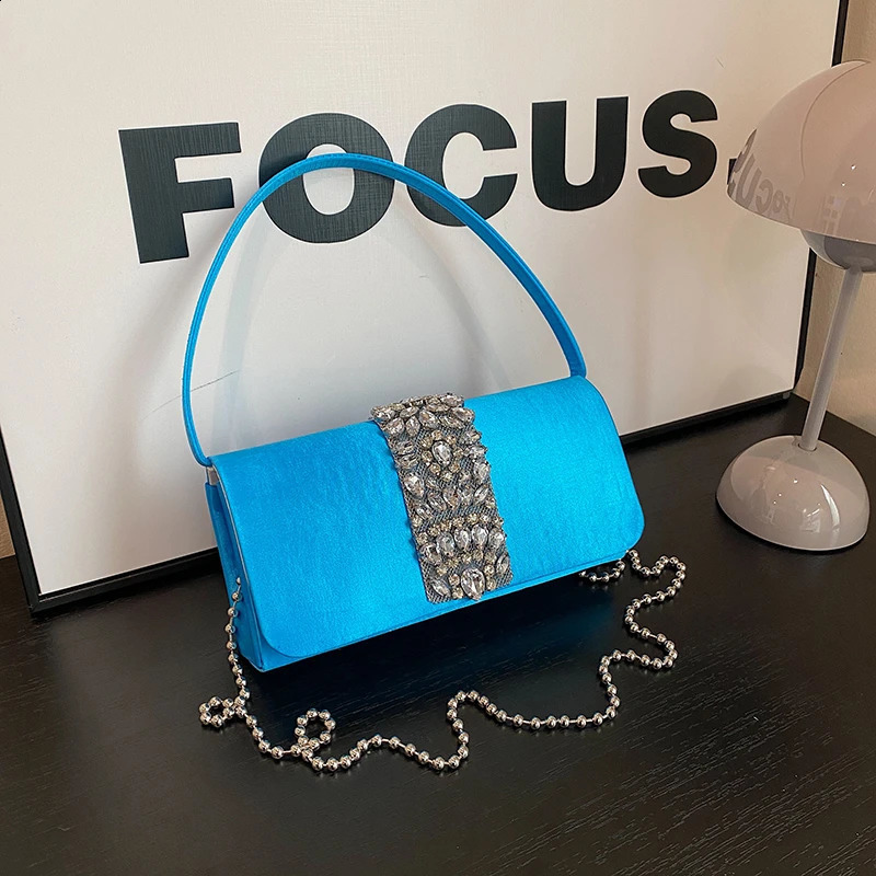 Small Square Chain Nylon Handbag Buckle Diamond Fashion Shoulder Bag 2024 Party Simple Shining Style Bolso 240923