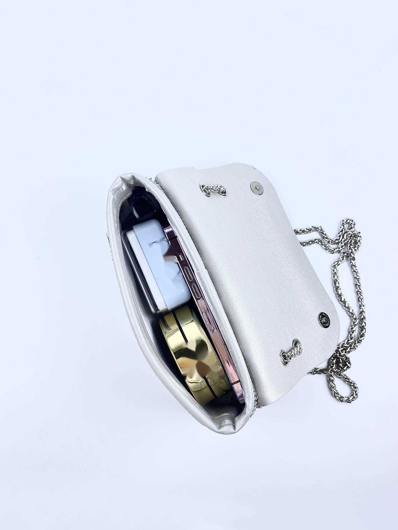 Clutch Bag Banquet Bag For Women New Style Fashionable Diamond Inlaid Small Square Bag Single Shoulder Crossbody Bag Underarm Bag Full Diamond Designe