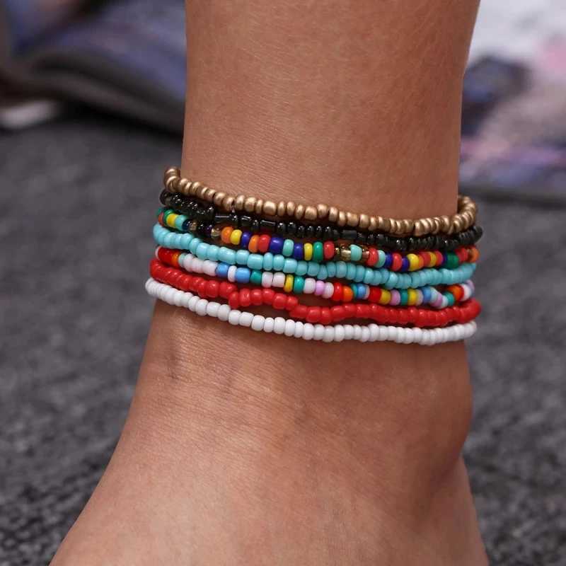 3PCSBohemian Colorful Beaded Beads Anklets For Women Summer Ocean Beach Handmade Ankle Bracelet Foot Leg Beach Jewelry GiftX240926