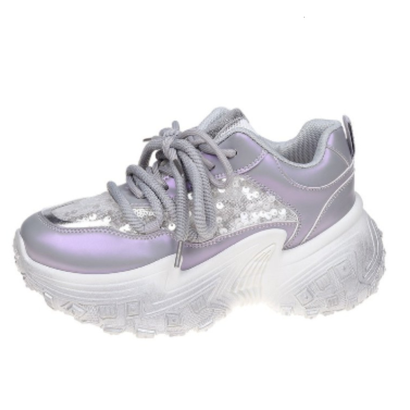 Ddmybear Shining Dad Women's 2024 Spring New Fashionable Lace Up Sponge Cake Thick Bottom Height Increasing Casual Sports Shoes Chinese Brand Sho