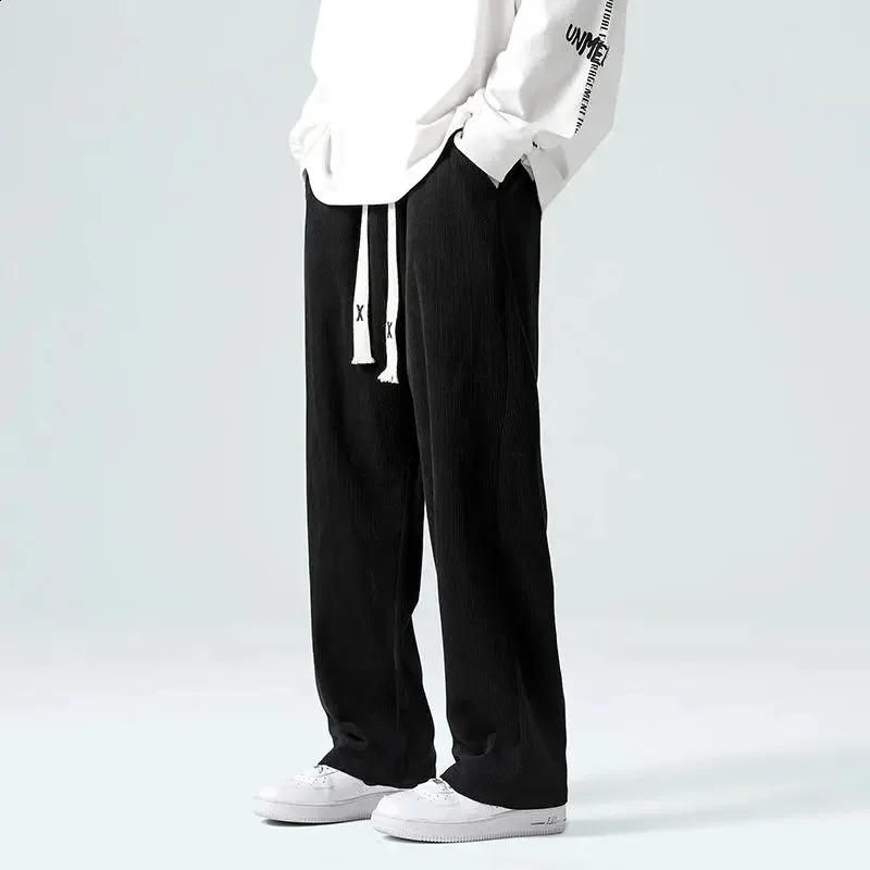 Straight Autumn and Winter Sweatpants for Men Wide Leg Corduroy Trousers Plain Beige White Man Sports Pants Xxxl Retro Flated 240923
