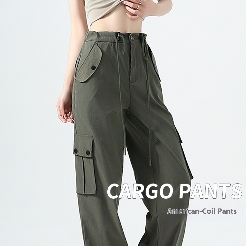 American workwear for women in spring, autumn, and summer 2024, new high waisted, sagging, loose straight leg, casual wide leg sports pants