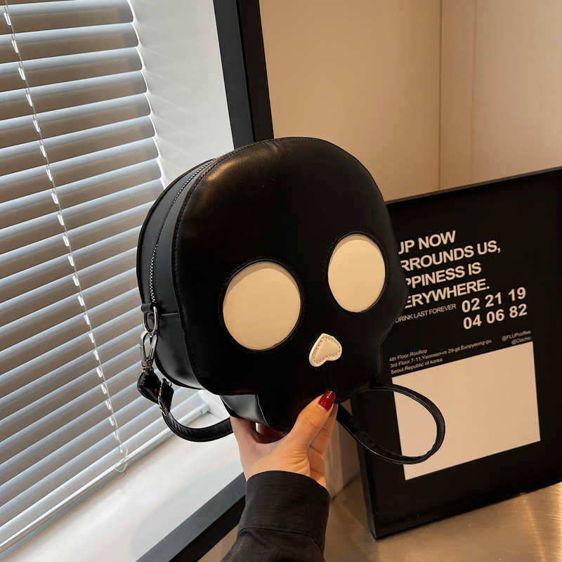 Halloween Small Bag Fashionable Personality Ghost Ugly Cute One Shoulder Women's Cross Shoulder Small Round Bag PU 240915