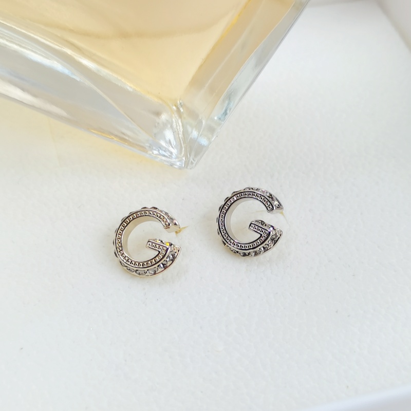 Designer earring premium sense zirconium full diamond S925 silver pin earrings female classic versatile temperament niche design double G earrings