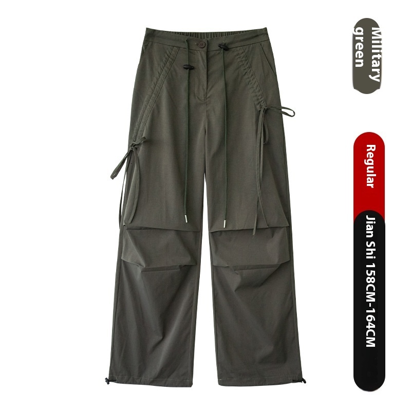 Work women's spring autumn quick drying sports 2024 new with a high-end feel, high waist and slimming effect, bow tie wide leg pants