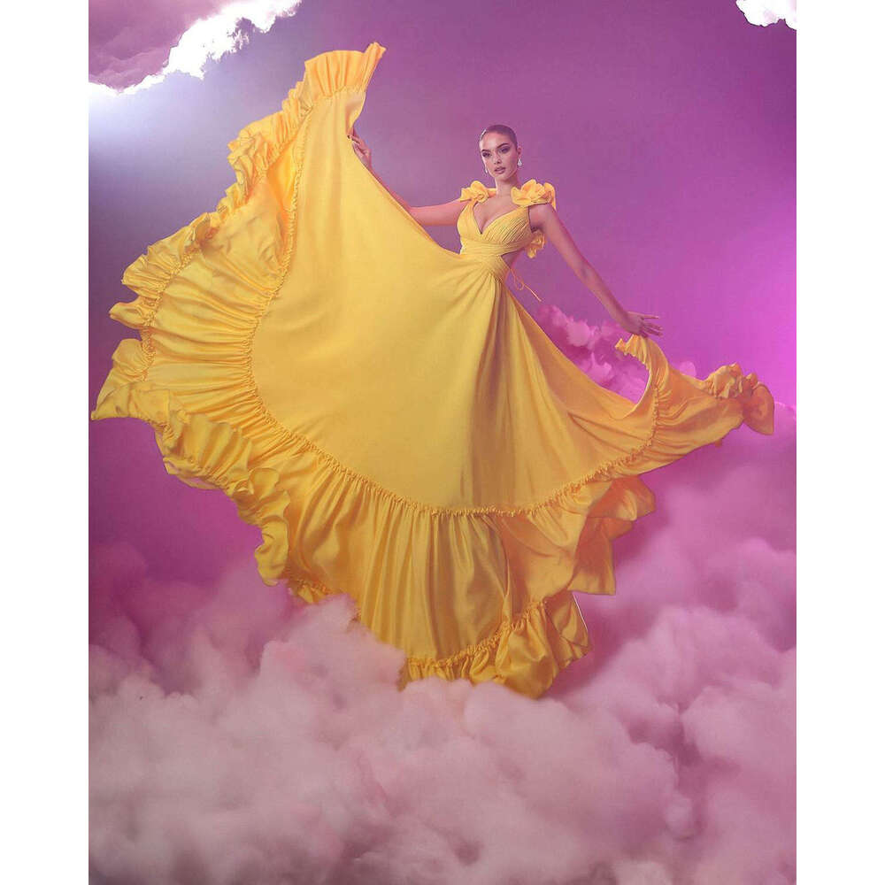 A-E Elegant Evening V-Neck Appliques Sleeveless Cut Out Prom Gown Princess Party Dress Vestido De Noite Custom Made