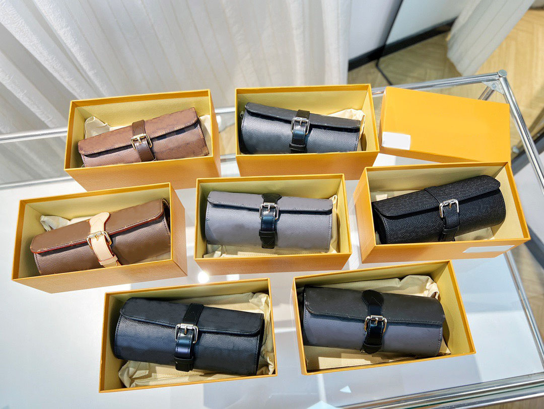 3 Watch Case Box Women Designer Luxurys Travel Accessories Bag Cosmetic Bag Toiletry Bag Brown Flower Letter Embossed Leathe Canvas Damier Bag