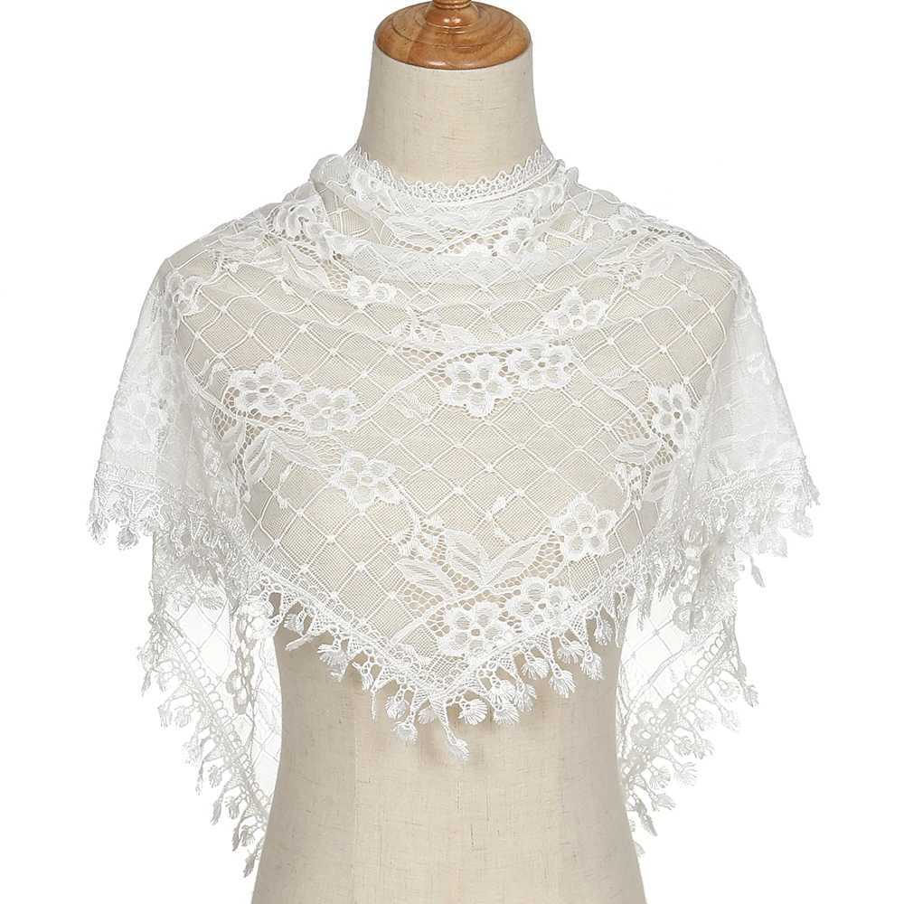 Scarves Wraps Fashion Church Shawl Lace Veil Polyester Scarf Bandana Church Prayer Wedding Mantilla Chapel White Embroidered Hijab Women Scarf L240910