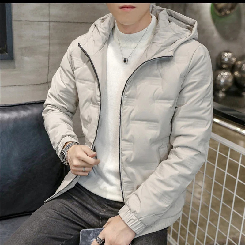 Winter Men Lightweight Warm Fashionable Casual Slim Fit Hooded Down Jacket Fashionable White Duck Down Coat 240914